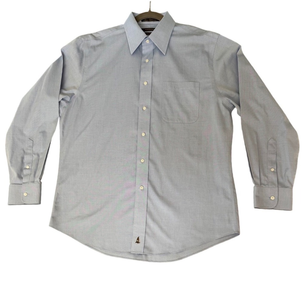 Nordstrom Men's Dress Shirt Blue Traditional Fit 15.5 x 33 Long Sleeve Cotton‎